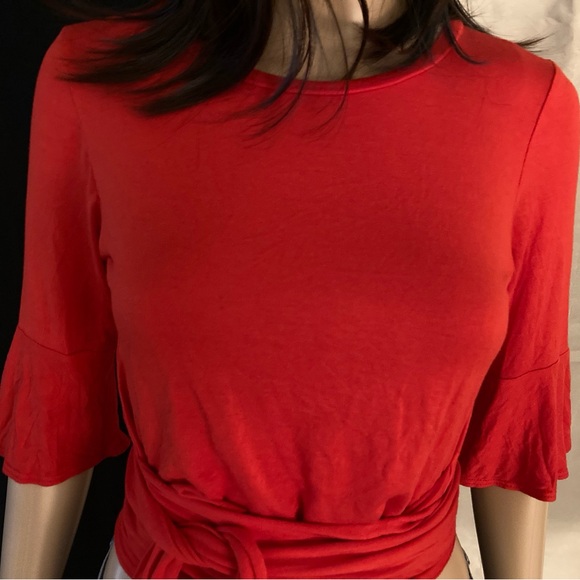 JOLIE Los Angeles Women’s Wrap Around Crop Top. Mid Flare Bell Sleeves Size S - Picture 2 of 8